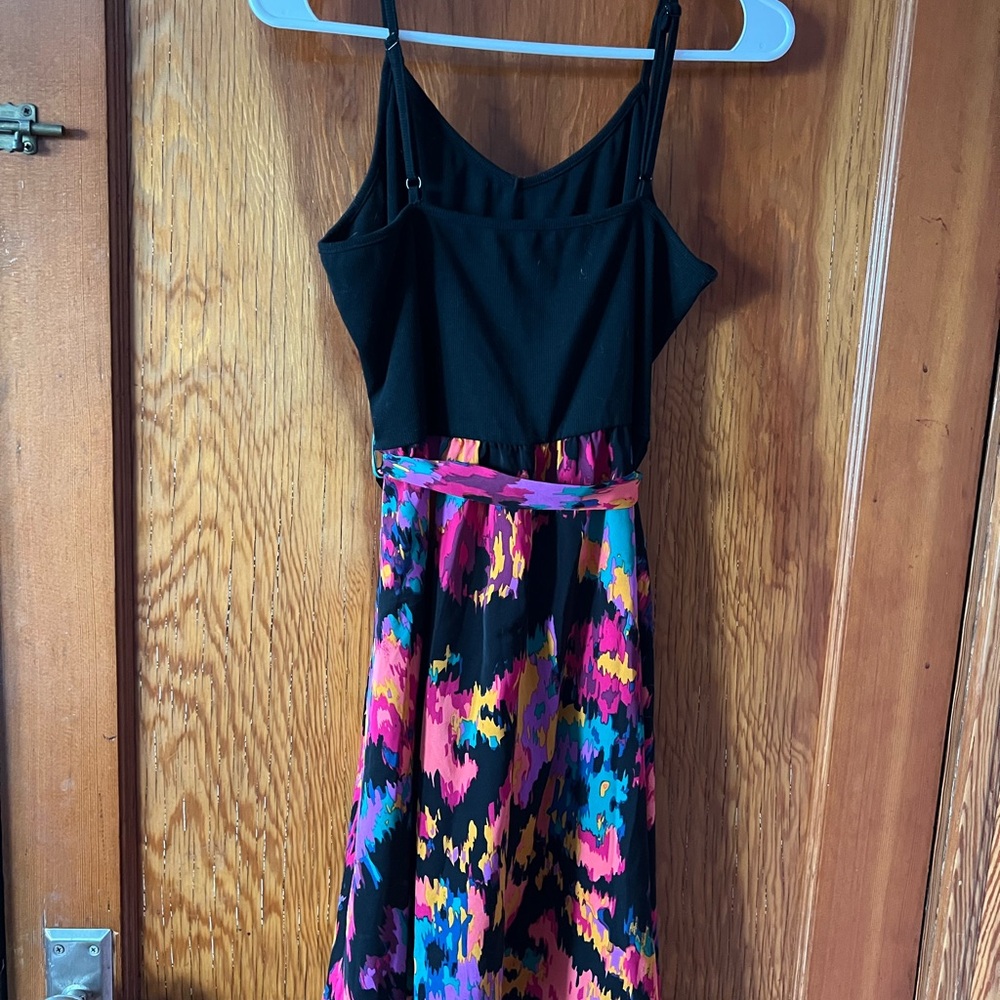 Black Top Maxi Dress with Vibrant Skirt